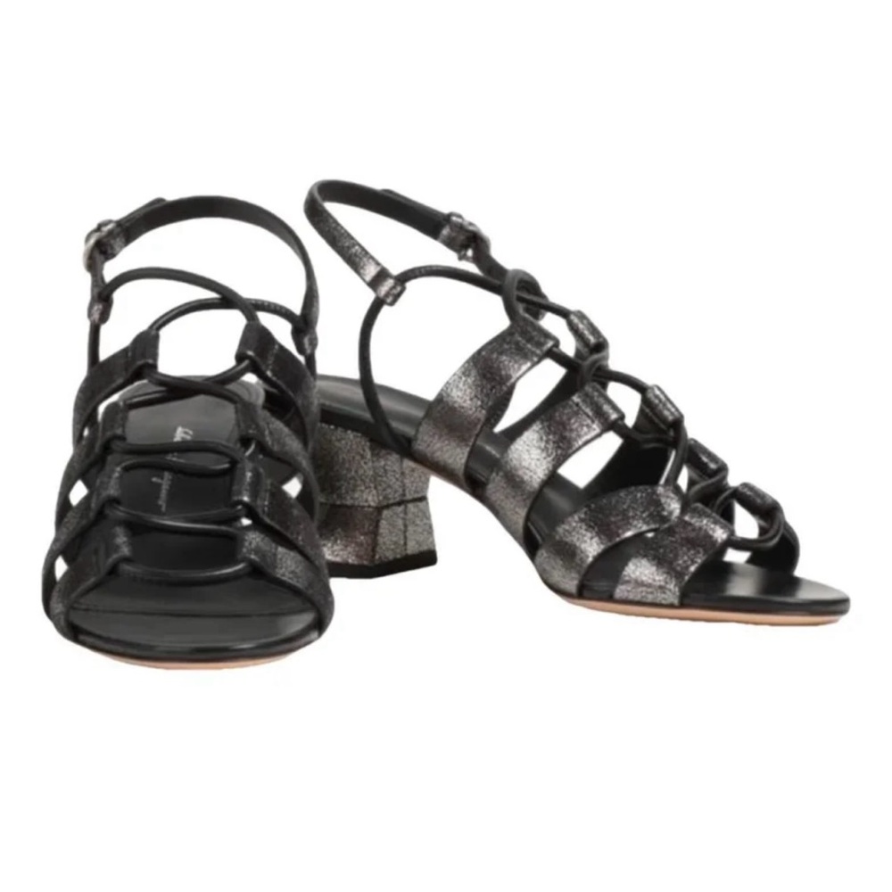Salvatore Ferragamo Metallic Black Sandals